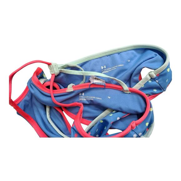 UNDER ARMOUR Girls Youth Size 10 Polka Dot 2 Piece Bikini Swim Bathing Suit - Picture 6 of 6